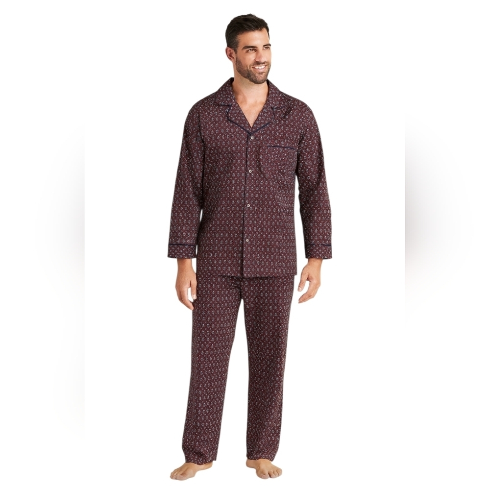 Stafford Size L Men's Burgundy Patterned Pajama Set